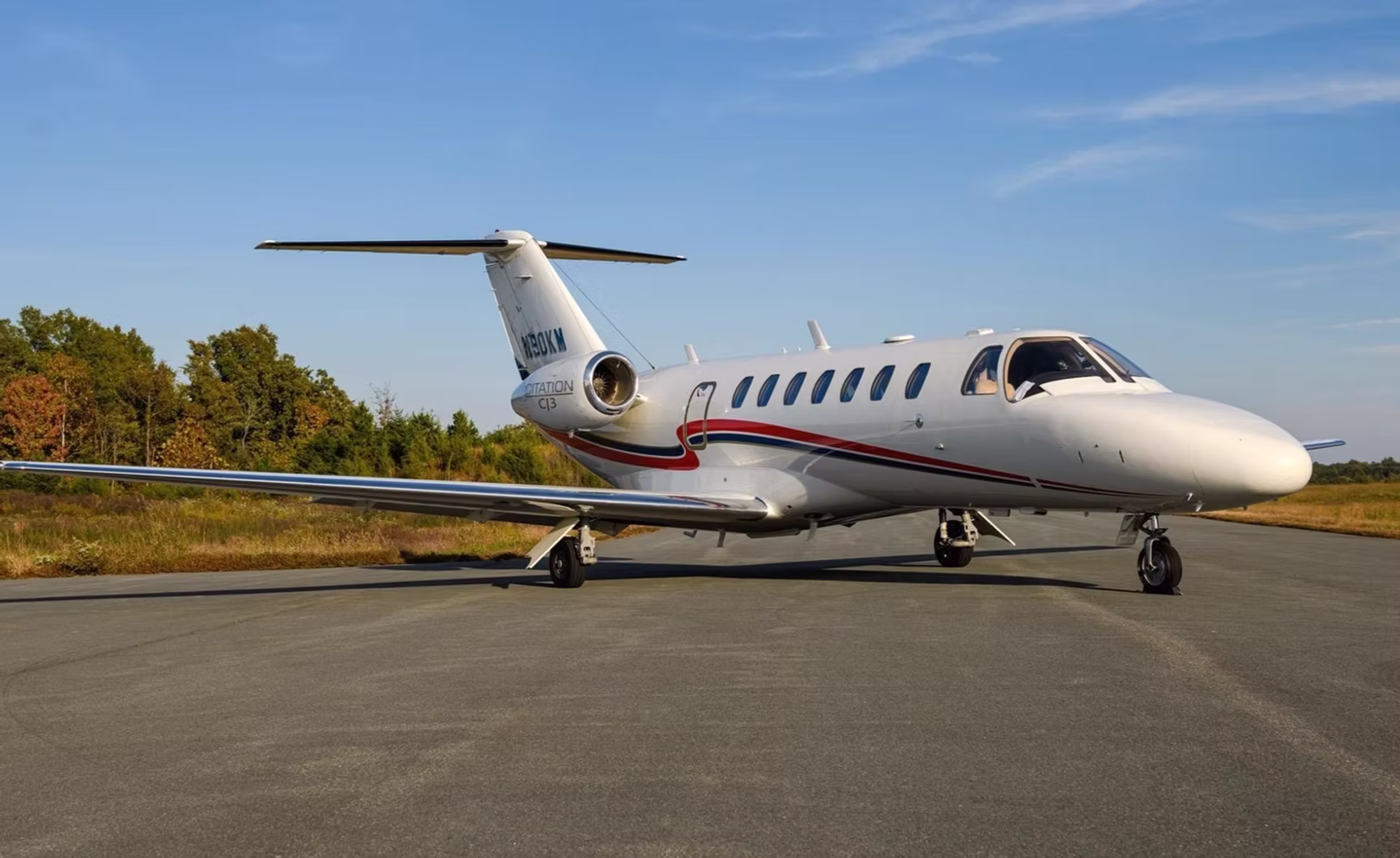 Citation CJ3 Jet Taxiing on Ramp