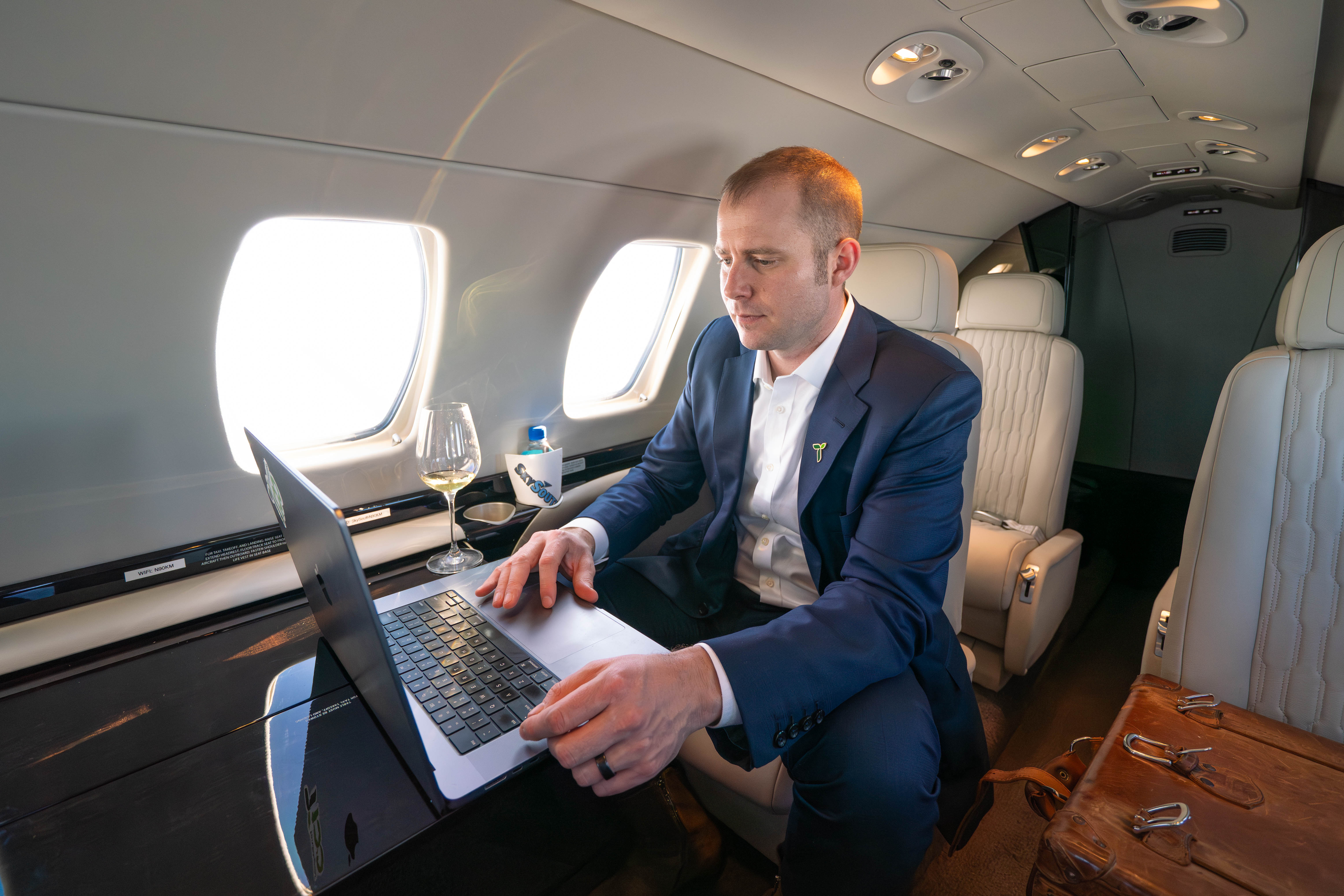 Working on a private jet