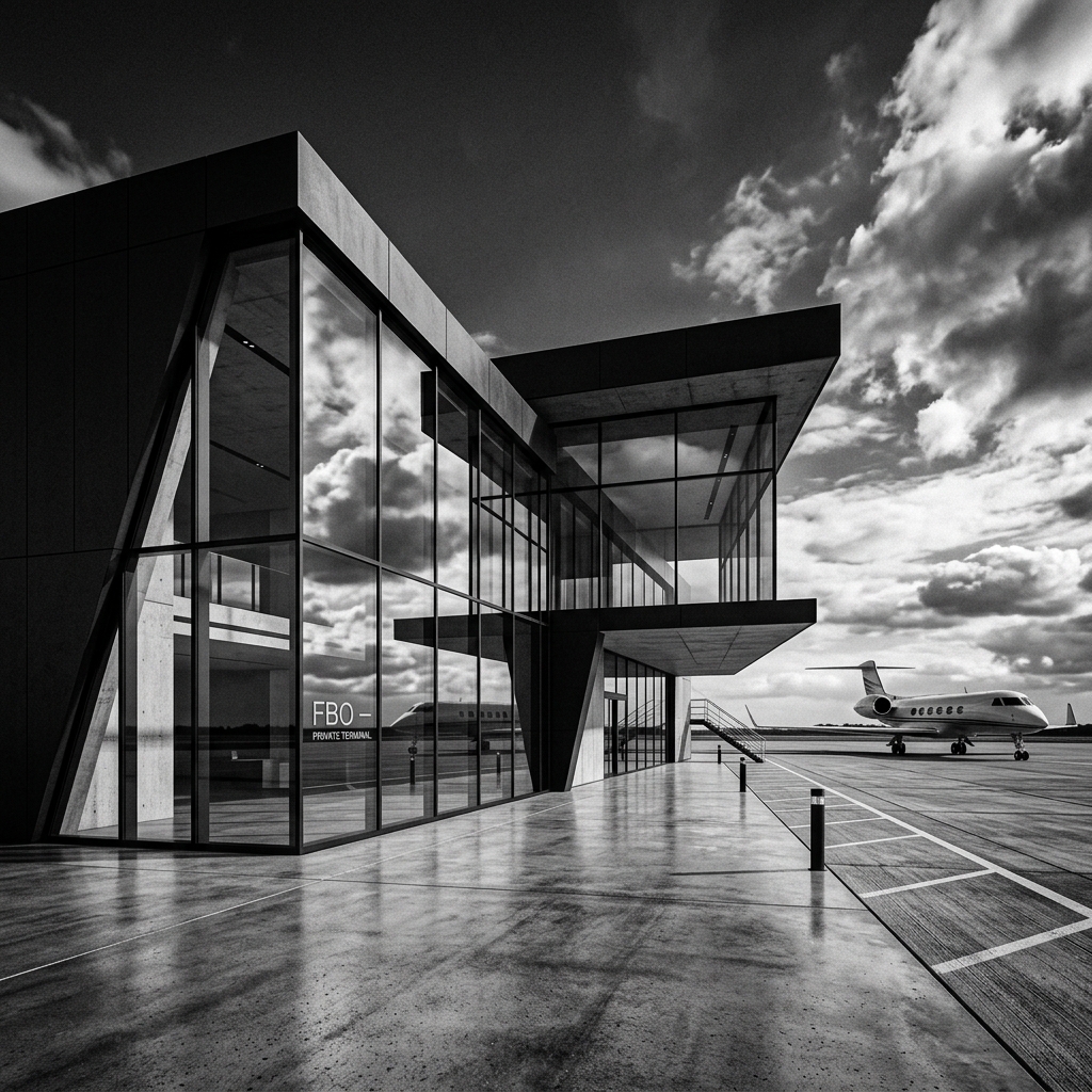 Modern private airport terminal