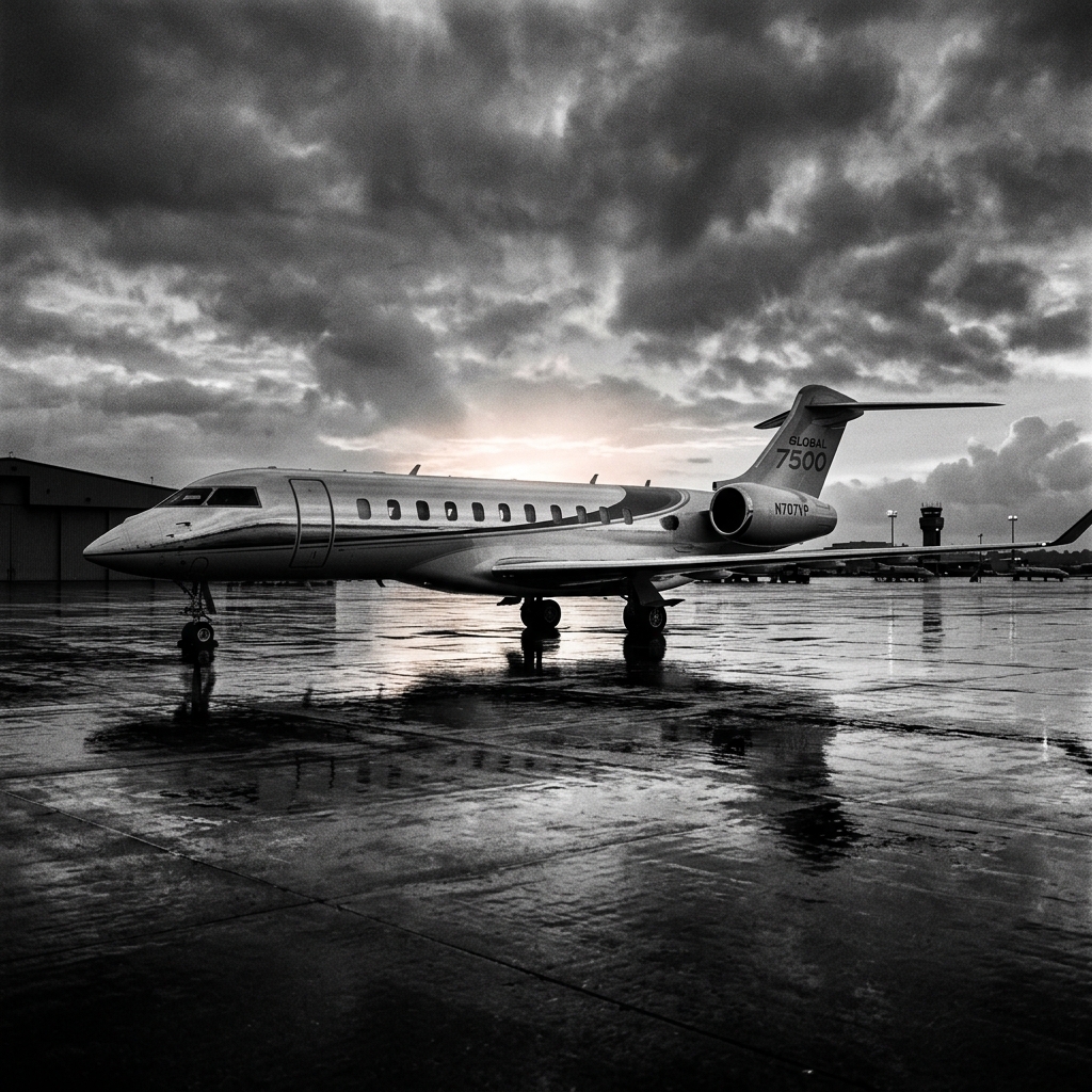 Private jet on tarmac