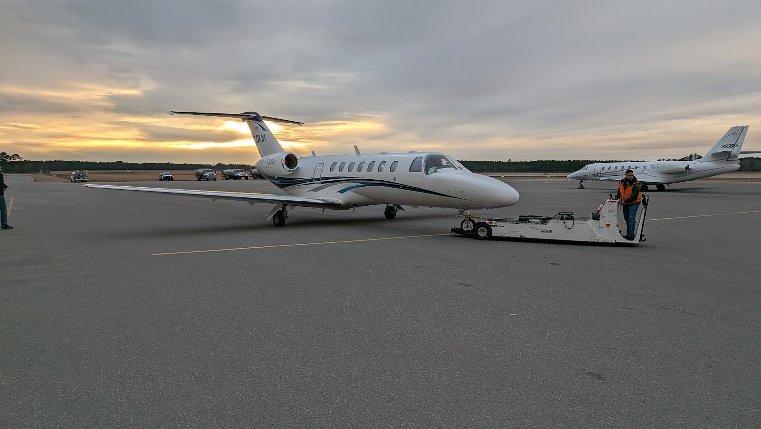 Private jet on tarmac